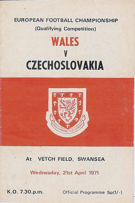 Wales v Czechoslovakia: 21 April, 1971